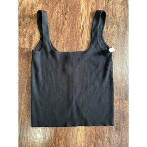 Lulus Black Ribbed Knit Tie-Back Tank Top SIZE M Chic Sleeveless Summer Sweater